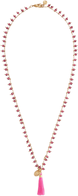 Beaded Tassel Necklace-Pink