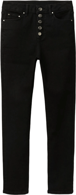 Button Fly Skinny Jeans-Black