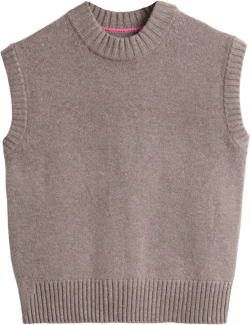 Chunky Cashmere Crew Neck Tank-Grey, Multi Nep