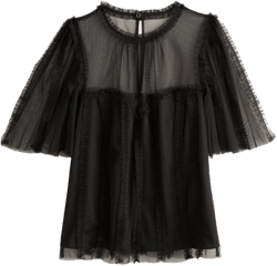 Black Sweetheart Tulle Party Top-Black