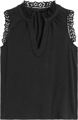 Aria Broderie Trim Vest-Black