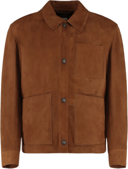 buttoned suede-leather jacket