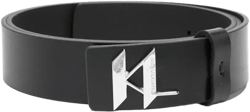 logo-plaque leather belt