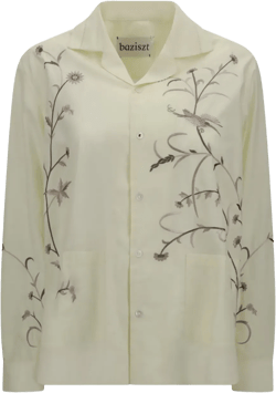 floral-bird embroidered shirt