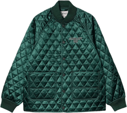 Alumni Quilted Jacket With Embroidered Logo Detail In Green