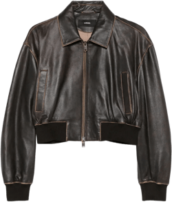 cropped zip-front leather jacket