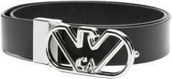 logo-buckle leather belt