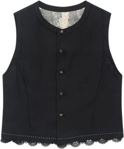 Renli Su - Women's Lace Trim Vest - (Black)