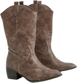 Wide Fit Vintage Look Tab Detail Ankle Cowboy Western Boots