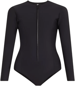 Farrah Rashguard One-piece Swimsuit In Black Neoprene
