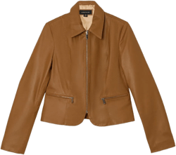 Leather Collared Zip Through Tailored Jacket | Karen Millen