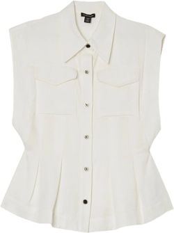 Tall Premium Viscose Linen Topstitch Woven Blouse With Waist Seam Detail | Karen Millen