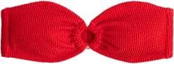 Bandeau scrunchie bikini top with O-ring - RED ARROYO