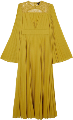 Soft Pleated Lace Detail Woven Kimono Sleeve Maxi Dress | Karen Millen