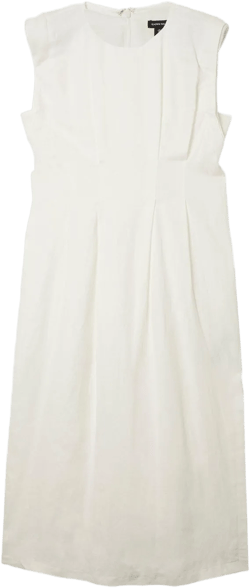 Plus Size Viscose Linen Woven Pintuck Midi Dress | Karen Millen