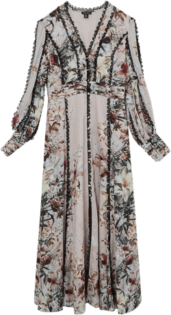 Trailing Floral Woven Plunge Maxi Dress | Karen Millen