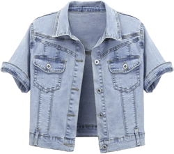 Omoone Women's Summer Short Sleeve Crop Denim Trucker Jacket Jean Coat Tops
