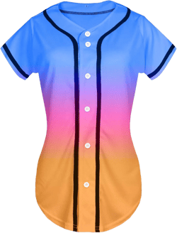 Womens Baseball Jersey Button Down Softball Jersey Short Sleeve Tee Hip Hop Shirt Active Team Sports Uniforms XX-Large Blue&pink&yelllow
