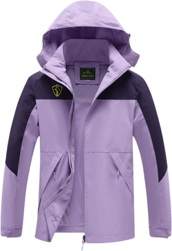 GIISAM Rain Jacket for Women, Women's Waterproof Lightweight Rain Jackets Packable Raincoat Windbreaker Coat with Hood 3X-Large Purple
