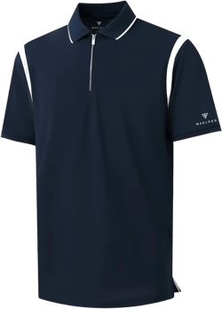 M MAELREG Polo Shirts for Men Short Sleeve Casual Dry Fit Lightweight Performance Moisture Wicking Zipper Mens Golf Shirts X-Large Navy