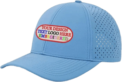 Custom Quick Dry Baseball Cap Embroidered Logo/Text Mesh Snapback Hat Sun Rain Protection Golf Ball Cap for Men Women Light Blue