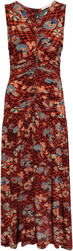 floral-print draped dress