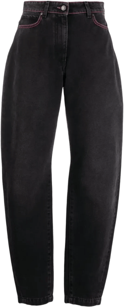 barrel-leg high waisted jeans