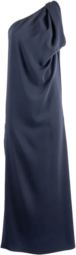 one-shoulder draped day dress
