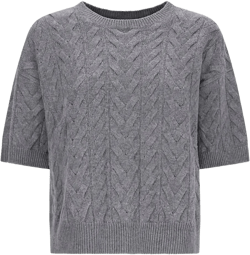 cable-knit short-sleeve top