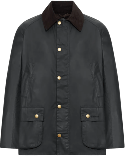 Ashby Corduroy Collar Water Resistant Waxed Cotton Jacket In Olive