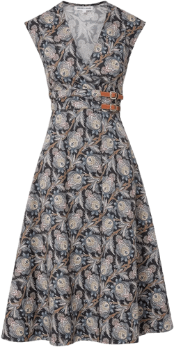 floral-print belted midi dress