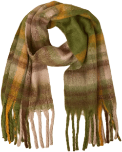 Elevated Coziness Green Multi Plaid Oversized Scarf