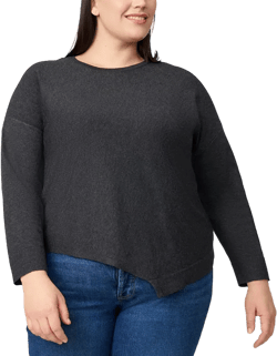 Plus Size Asymmetric-Hem Tunic Sweater