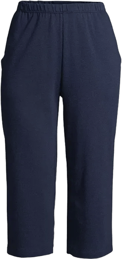 Petite Sport Knit High Rise Elastic Waist Pull On Capri Pants