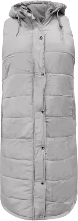 Womens Long Vest Winter Warm Reversible Coats Sleeveless Fleece Jacket Casual Hooded Zipper Outwear with Pockets Small 01#gray