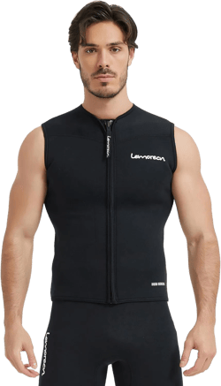 Lemorecn Mens Wetsuit Top Premium Neoprene 3mm Zipper Wetsuit Vest Black 3X-Large