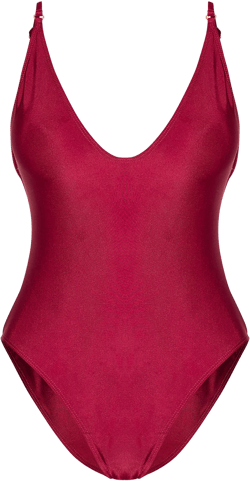 Berry Red Basic Low Scoop Swimsuit