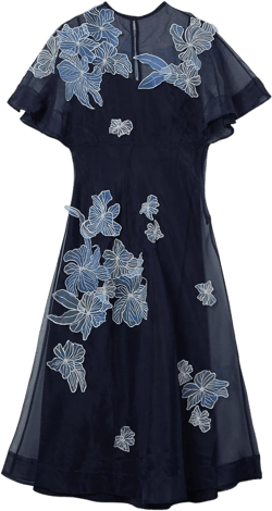 Petite Floral Applique Organdie Woven Maxi Dress | Karen Millen
