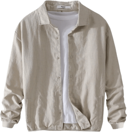 Men's Ramie Cotton Jackets Fashion Casual Comfortable Two-layer With Pockets Jacket For Men X-Large Light Khaki