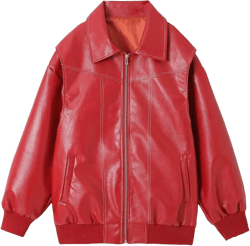 GERRIT Womens Fashion PU Leather Jacket Spring Zipper Polo-Neck Loose Fit Vintage Streetwear Bomber Motorcycle Jacket Large Vintage Burgundy
