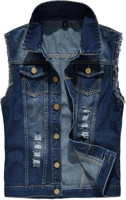 JEKE-DG Men's Sleeveless Fashion Punk Jean Vest Multi Pocket Casual Biker Denim Vest Button Down Red Lapel Jean Vests Darkblue 3X-Large