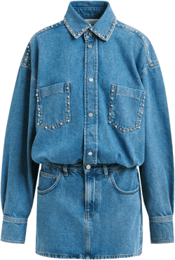studded denim mini day dress