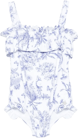 floral-print ruffled swimsuit