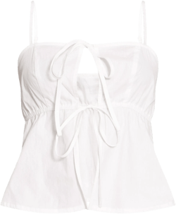 White Cotton Poplin Tie Front Cami Top