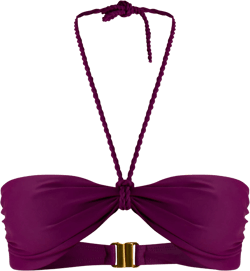 Purple Twist Halter Strap Bandeau Bikini Top