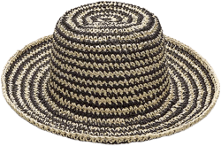 Natural and Black Contrast Raffia Fisherman Hat