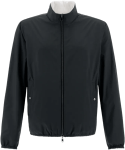 Reversible Millionaire Microfibre And Ecoage Bomber Jacket In Navy Blue