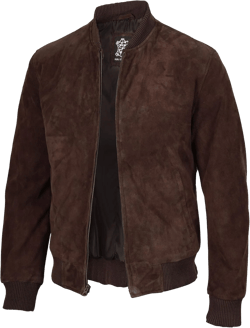 fjackets Real Suede Leather Bomber Jackets For Men - Baseball Leather Jacket Men Small Adamsville Suede Leather Jacket - Dark Brown