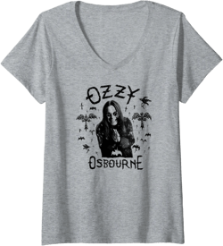 Womens Ozzy Osbourne - Flying Cross V-Neck T-Shirt