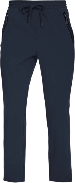 MOURCE Men's Lightweight Travel Pants Breathable Athletic Elastic Waist Casual Pants Quick-Dry Joggers 2 Zipper Pockets Navy Blue Large